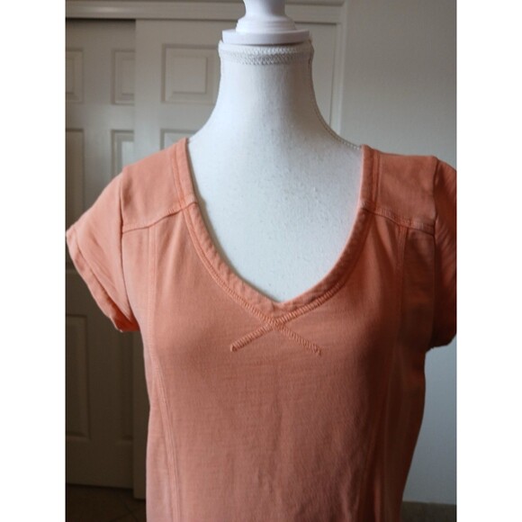 THE TERRITORY AHEAD Womens Dress‎ M  100% Cotton Orange Short Sleeve V-Neck Midi - Picture 8 of 16